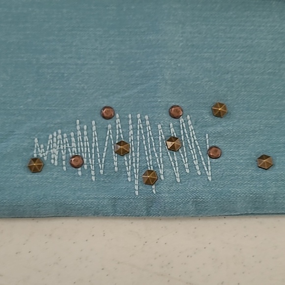 LOGO by Lori Goldstein Light Teal Blue Distressed Straight Leg Jeans size 16 - Picture 8 of 11